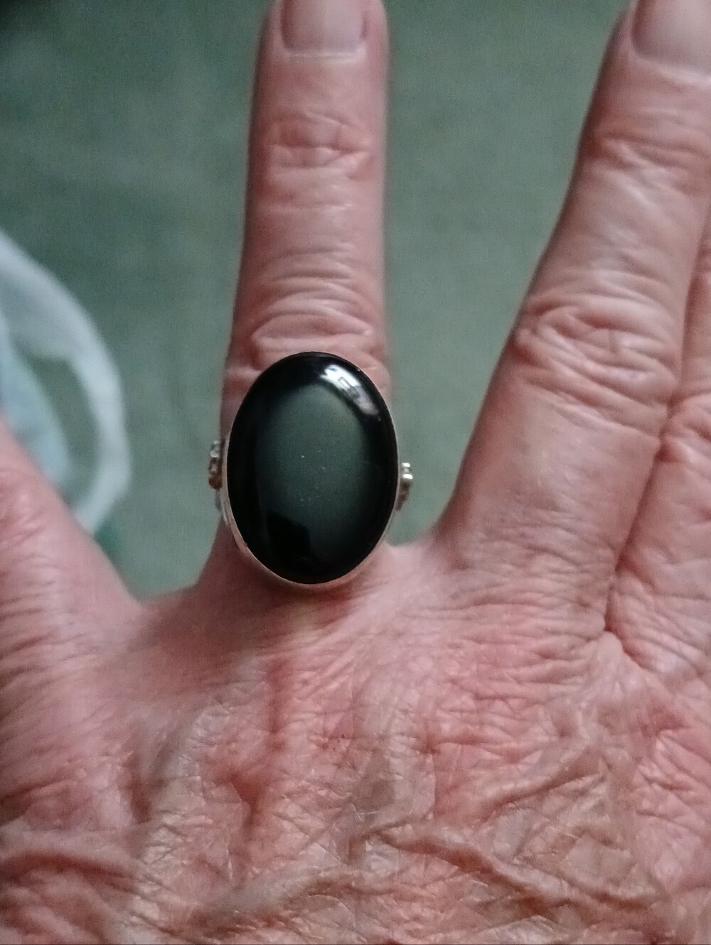 Black Onyx(?) And Sterling Ring